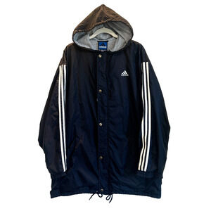 Vintage Adidas Team Jacket Mens Large Blue True to The Sport Windbreaker Hooded